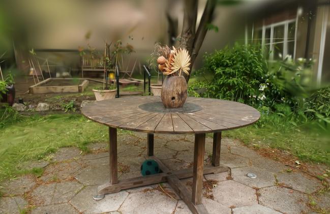 FlexGS-imp, 5% budget, the same Garden test view, PSNR 19.96 dB