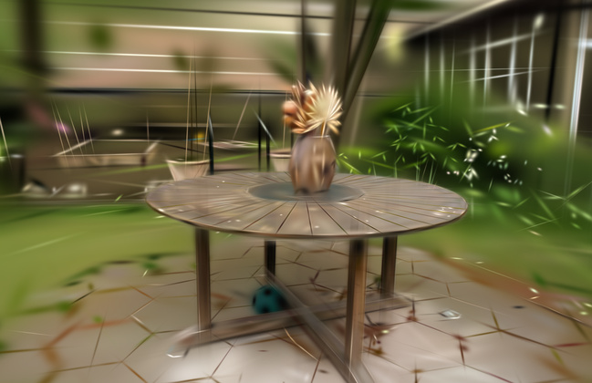 ParetoGS, 0.1% budget, the same Garden test view, PSNR 20.03 dB