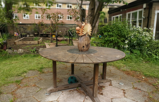 ParetoGS, 5% budget, the same Garden test view, PSNR 23.59 dB
